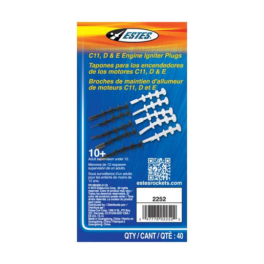Estes C11, D & E Engine Igniter Plugs packaging on a white background