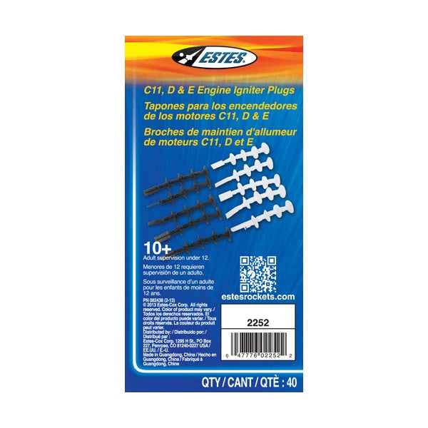 Estes C11, D & E Engine Igniter Plugs packaging on a white background