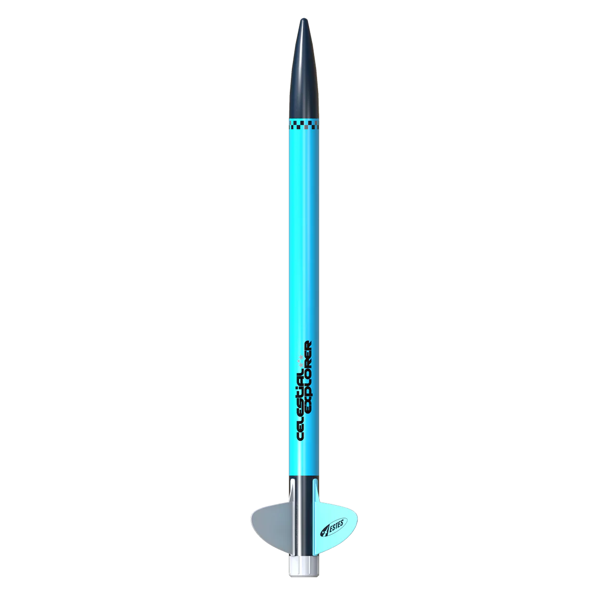 Turquoise and black arrow with a visible brand logo on a white background
