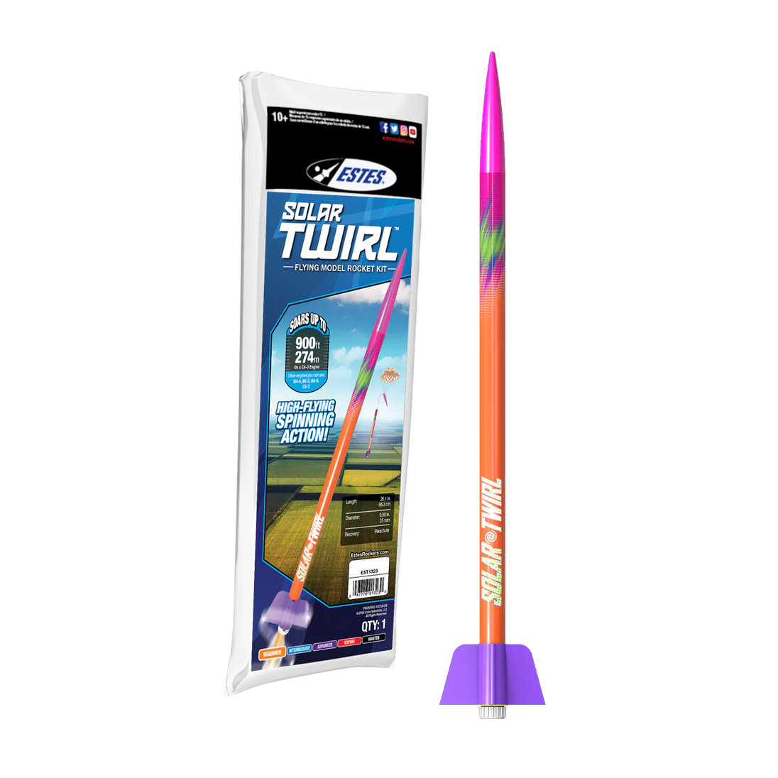 Estes Solar Twirl model rocket kit with packaging on a white background