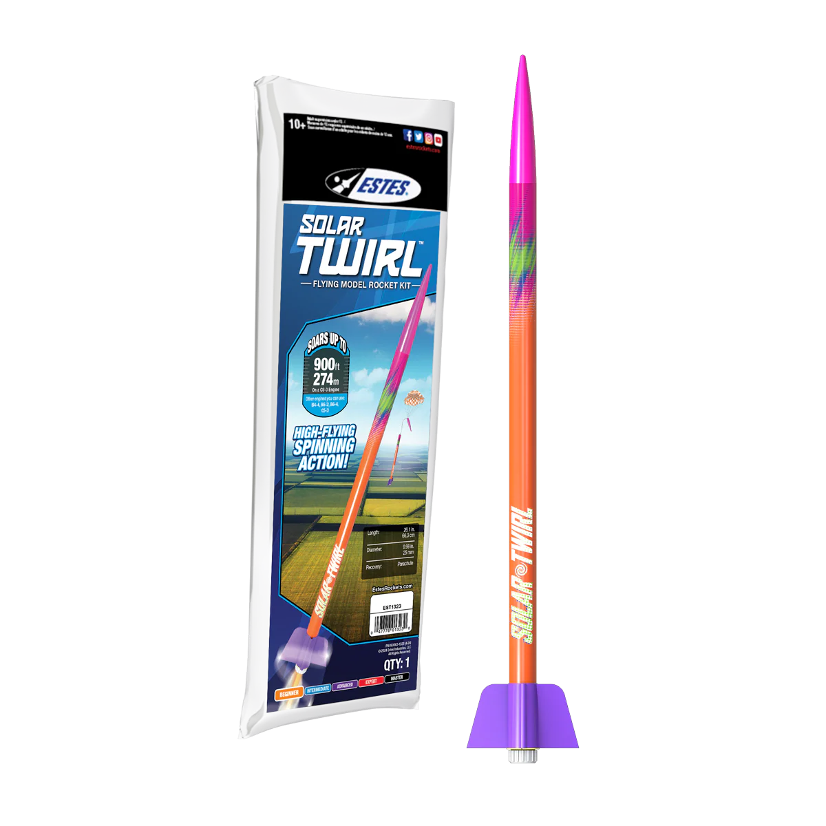 Estes Solar Twirl model rocket kit with packaging on a white background