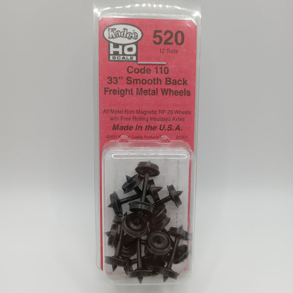 KAD-520 Kadee 520 HO Scale Code 110 33" Black Smooth Freight Wheels.