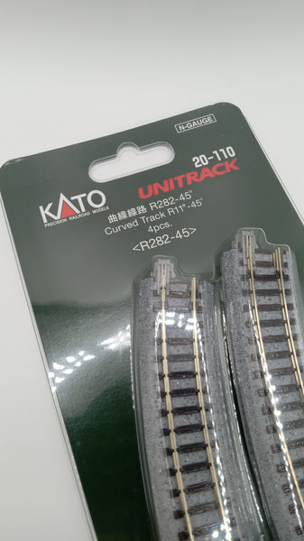 Kat20-110 Kato Unitrack N Scale R282-45 Curved Track (4 each) (11-45d)