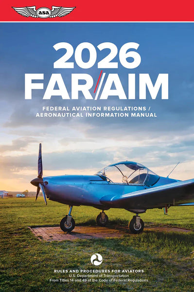 Book cover of 2026 FAR/AIM with a blue airplane on a grassy field