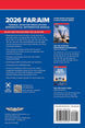 Back cover of a book titled '2026 FAR/AIM Federal Aviation Regulations Aeronautical Information Manual' with text and a QR code.