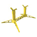 Yellow metal rocket stand on a white background