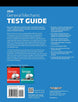 Back cover of a General Mechanic Test Guide book with text and images of the book on a blue background.