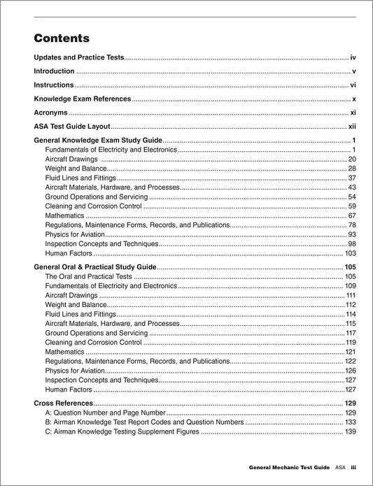 ASA 2026 General Mechanic Test Guide aircraft mechanic book
