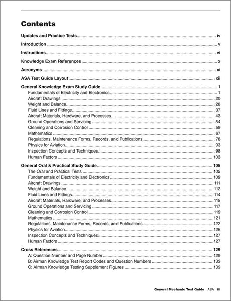 ASA 2026 General Mechanic Test Guide aircraft mechanic book
