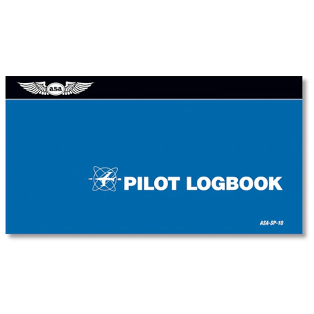 Pilot logbook cover with ASA logo on a white background