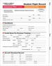 Student Flight Record form for Instrument and Commercial Pilots on airplane