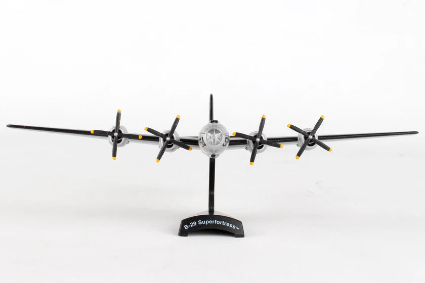 Model of a B-29 Superfortress airplane on a white background