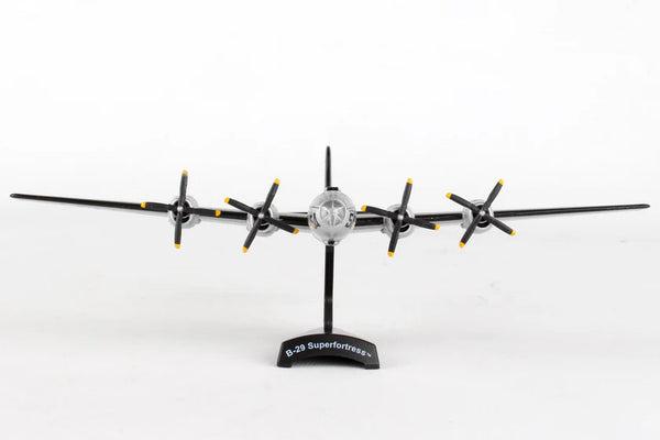 Model of a B-29 Superfortress airplane on a white background