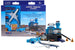 Toy airport terminal set with planes and accessories in front of its packaging