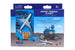 Toy airport terminal playset packaging with airplane and building model
