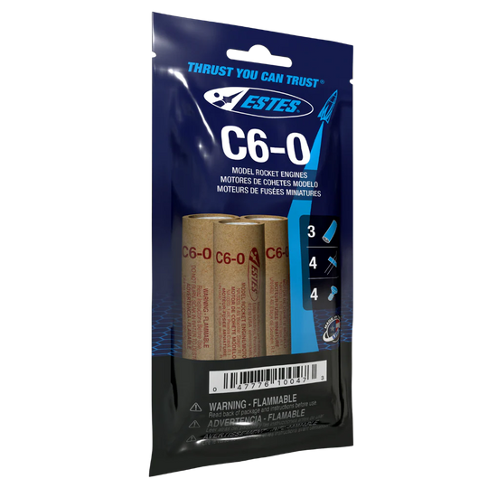 Estes C6-O model rocket engines packaging on a white background