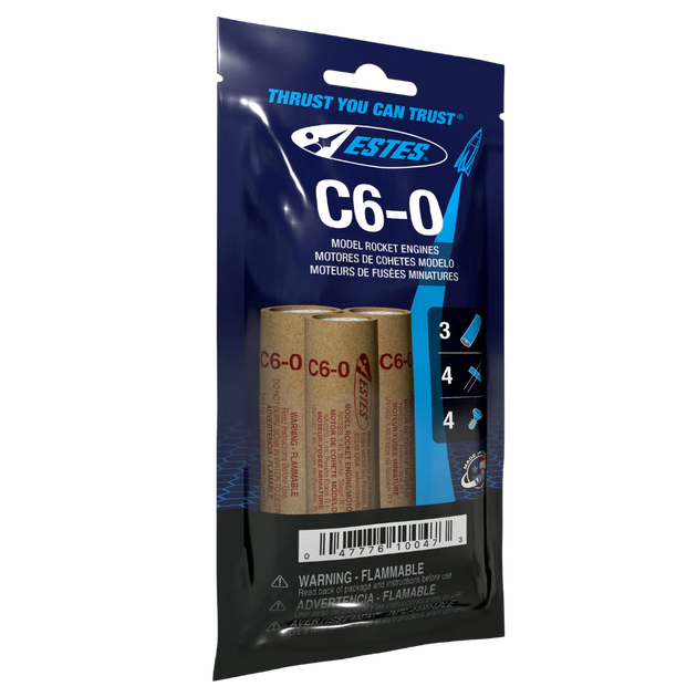 Estes C6-O model rocket engines packaging on a white background