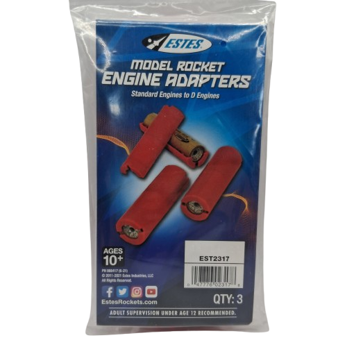 Pack of Estes Model Rocket Engine Adapters with blue and white packaging.