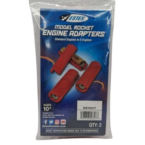 Pack of Estes Model Rocket Engine Adapters with blue and white packaging.