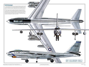 Boeing B-47 Stratojet Military Jet Bomber 3-View Poster. 24x18 inches.  (Rolled and Sleeved)