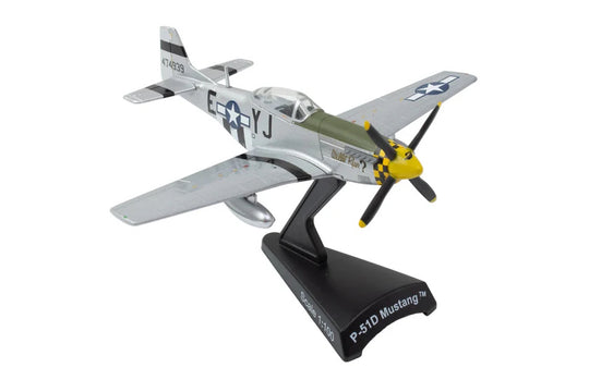 Model of a P-51 Mustang airplane on a white background