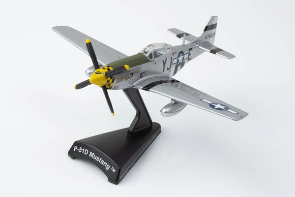 Model of a P-51D Mustang airplane on a white background