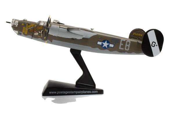 b-24 Model airplane on a stand with a white background