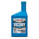 Blue bottle of Victory AW aviation motor oil on a white background