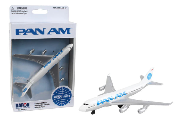 Pan Am 747 model airplane in packaging on a white background