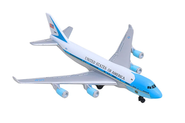747 Model airplane with 'United States of America' text on a white background