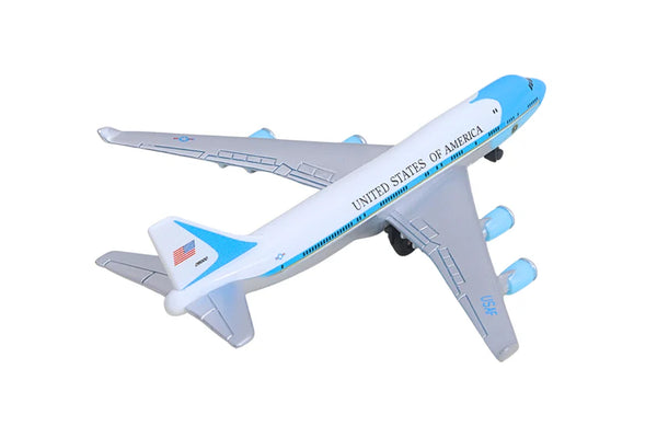 Model airplane with 'United States of America' text on a white background