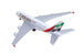 Model airplane with Emirates branding on a white background