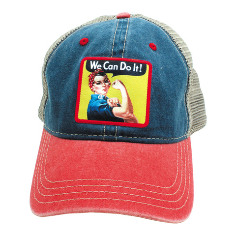 Rosie The Riveter "We Can Do It!" Embroidered Patch Hat. Adult Size