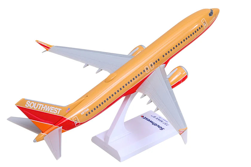 Model airplane of a Southwest Airlines aircraft on a white background