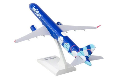 Model airplane with JetBlue branding on a white background
