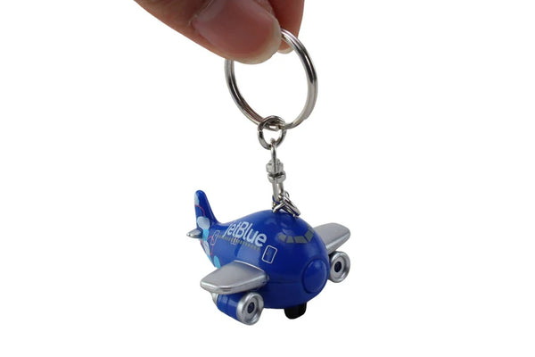 jet blue airplane keychain with lights and sounds for air travel