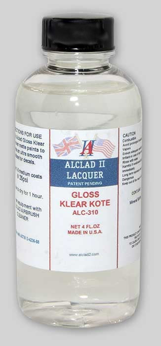 Bottle of Alclad II Lacquer with a label on a white background