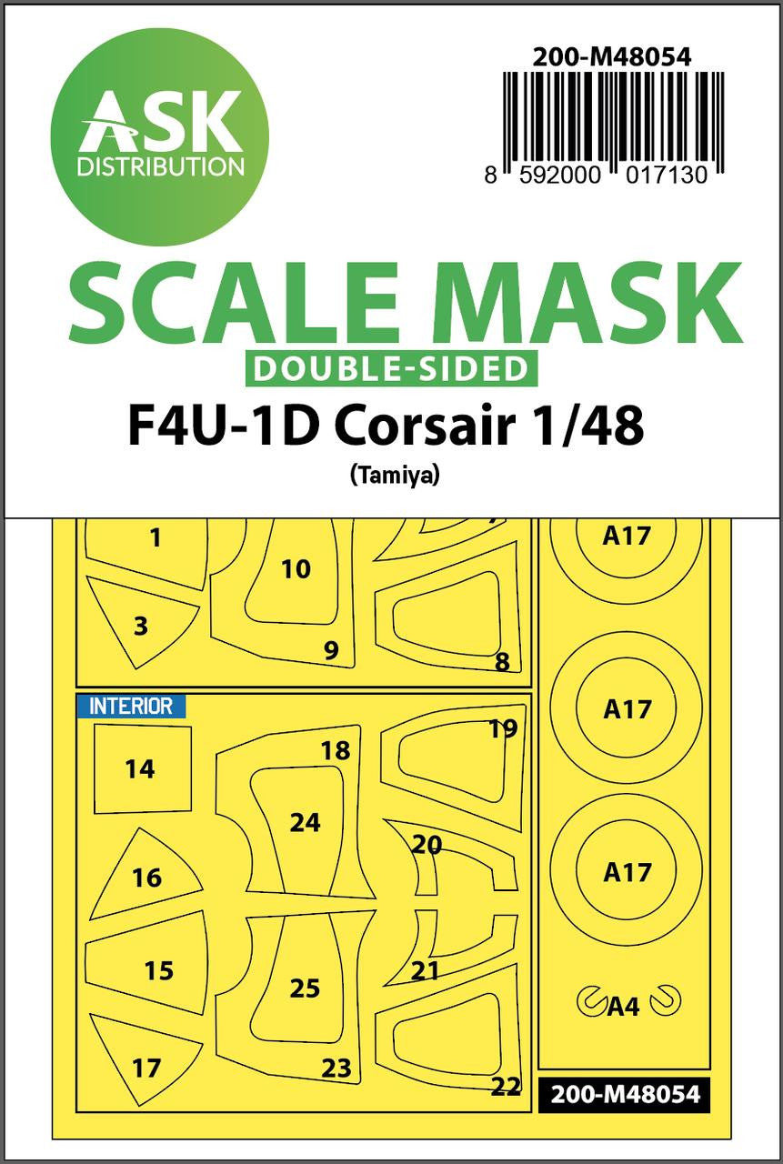 ASKM48054 Scale Mask : 1/48 Art Scale F4U-1D Corsair double-sided express mask for Tamiya