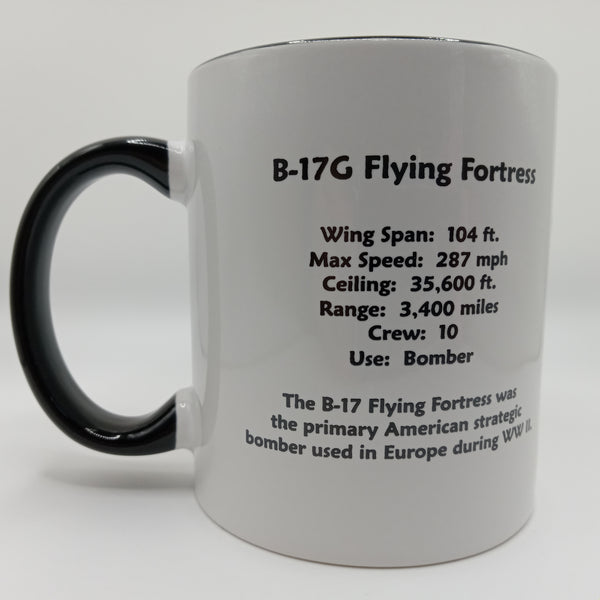 Mug with B-17G Flying Fortress information on a white background