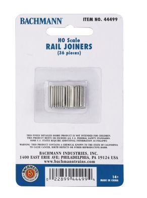 BAC44499 Bachmann HO Scale Rail Joiners (36 Count Pack)