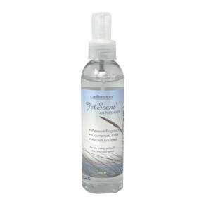 Clear spray bottle labeled 'JetScent' on a white background