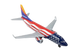 Model airplane with American flag design on a white background