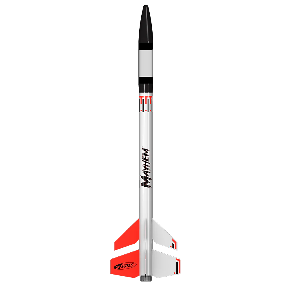 Model rocket with 'Mathem' branding on a white background