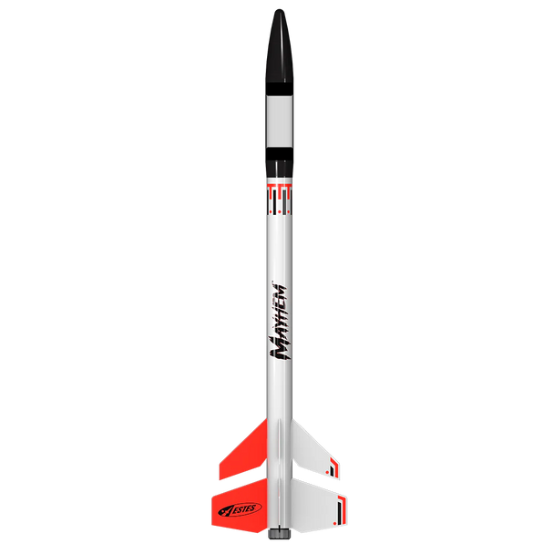 Model rocket with 'Mathem' branding on a white background