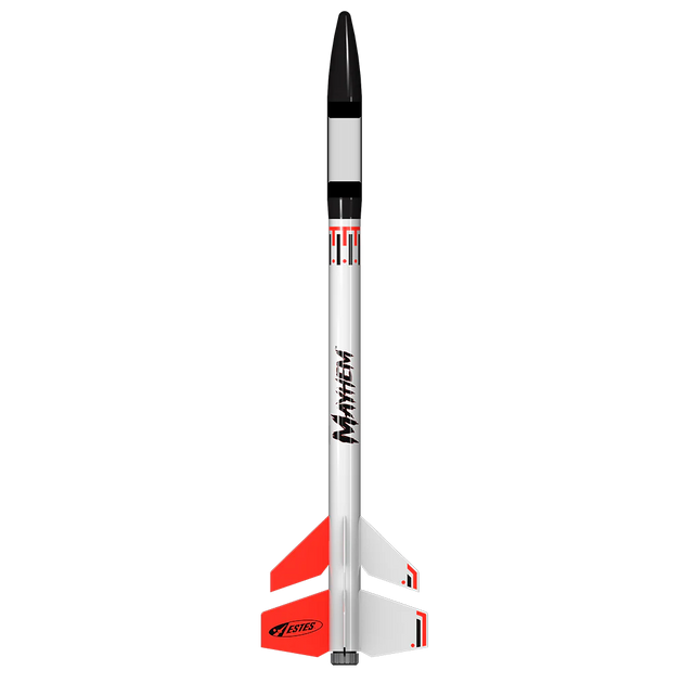 Model rocket with 'Mathem' branding on a white background