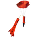 Orange rocket with parachute on a white background
