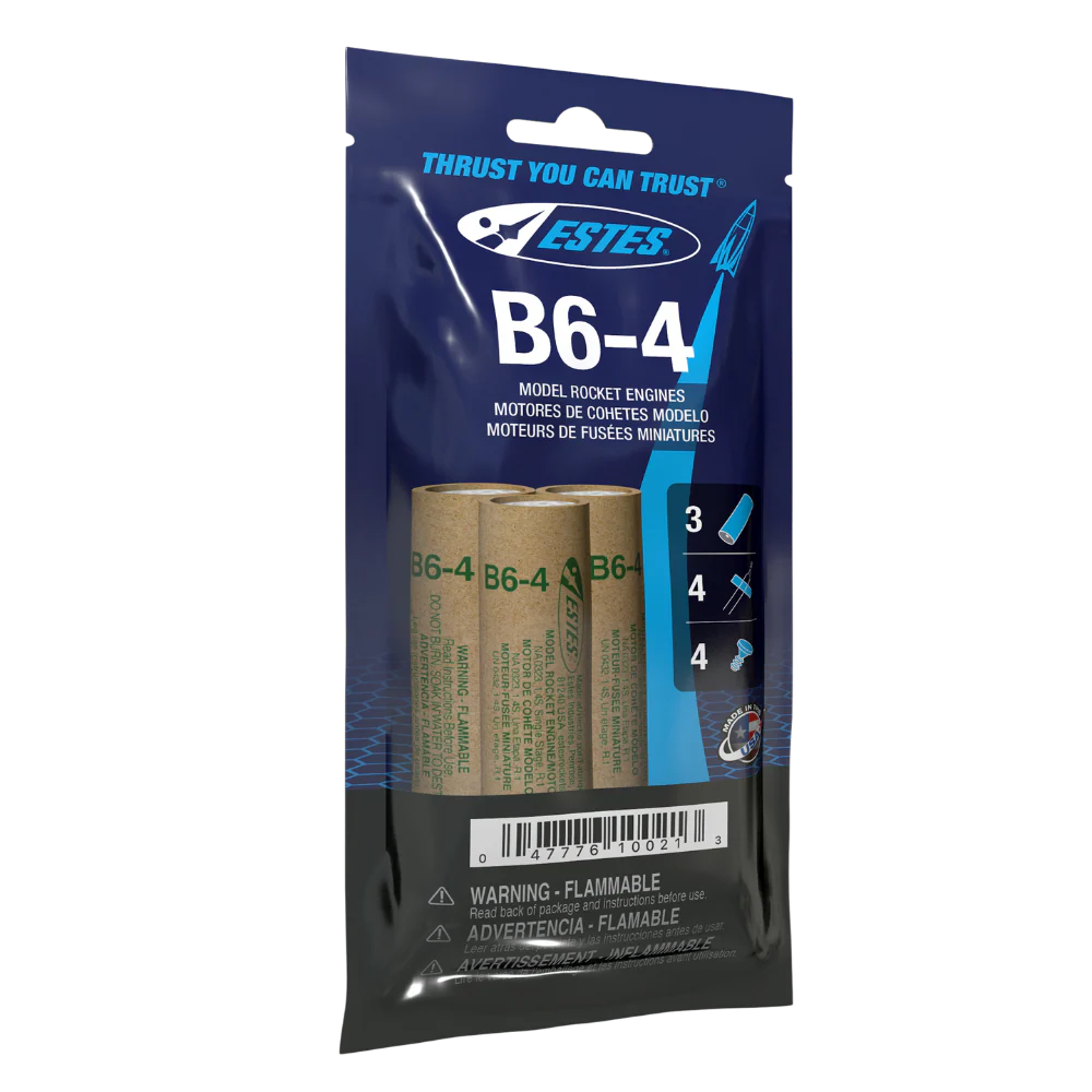 Estes B6-4 model rocket engines packaging on a white background
