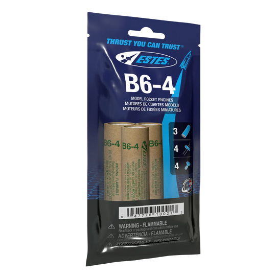 Estes B6-4 model rocket engines packaging on a white background