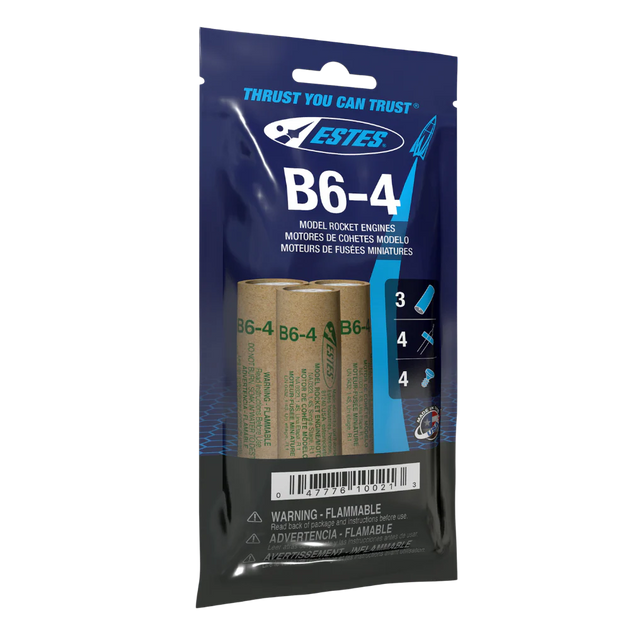 Estes B6-4 model rocket engines packaging on a white background