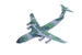 Camouflage-patterned c-5 galaxy airplane on a white background